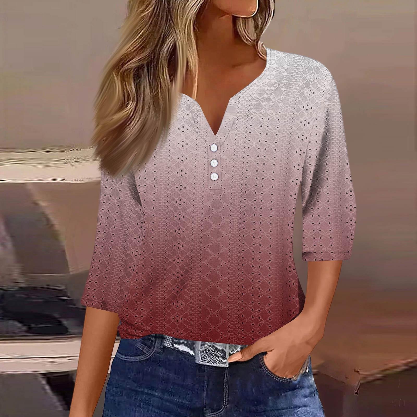 Women s Fashion V-Neck Button Seven Sleeve T-Shirt Casual Gradient Printed Top S червоний
Women s Fashion V-Neck Button Seven Sleeve T-Shirt Casual Gradient Printed Top S червоний