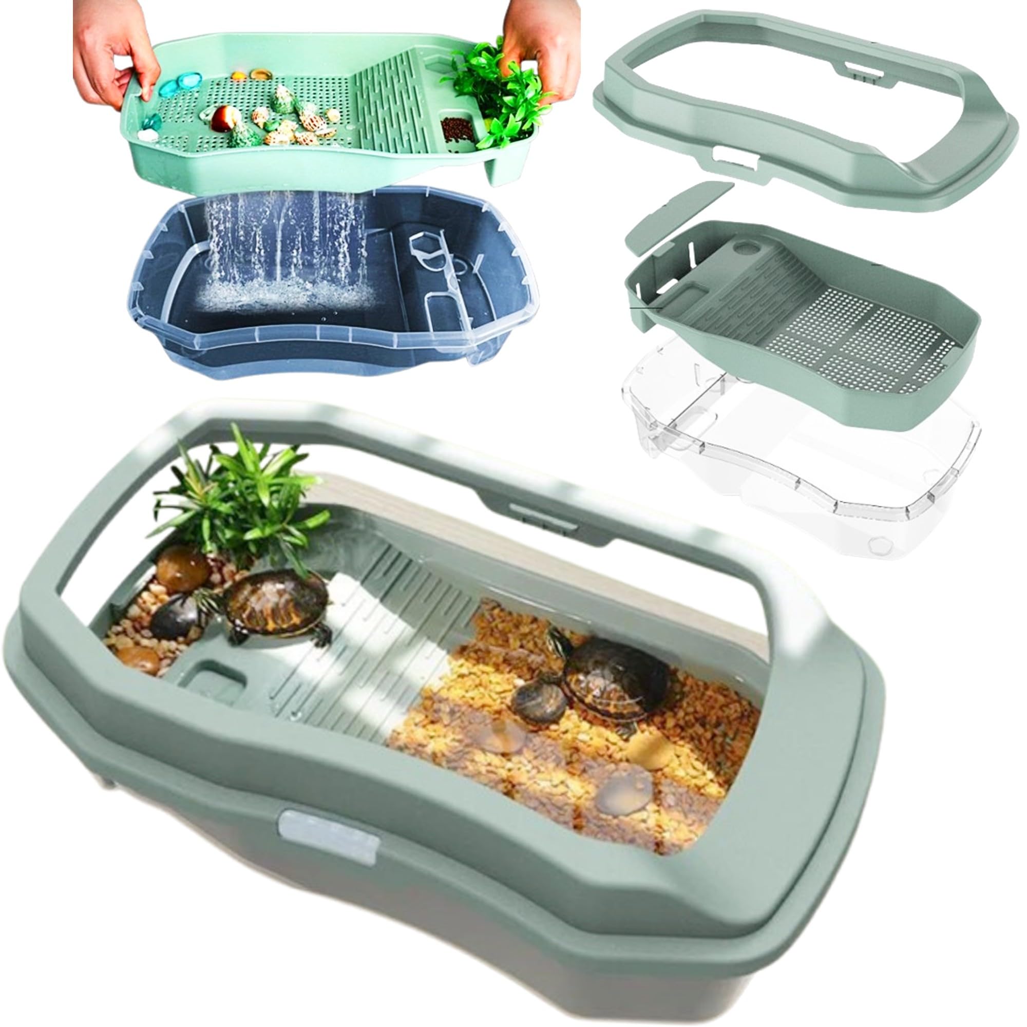 Merrytime Turtle Tank Breeding Turtle Medium 35 x 21 x 12 В комплекте с Escape Breeding Reptile Turtle Легкое удаление воды из трех слоев зеленого цвета
Merrytime Turtle Tank Breeding Turtle Medium 35 x 21 x 12 В комплекте с Escape Breeding Reptile Turtle Легкое удаление воды из трех слоев зеленого цвета