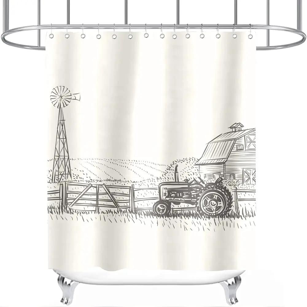 Rustic Shower Curtain Old Wooden Barn with Rusted Tractor Hillside Wooden Fence and Trees Cloth Fabric Bathroom Decor with Hooks W90xH180cm
Rustic Shower Curtain Old Wooden Barn with Rusted Tractor Hillside Wooden Fence and Trees Cloth Fabric Bathroom Decor with Hooks W90xH180cm