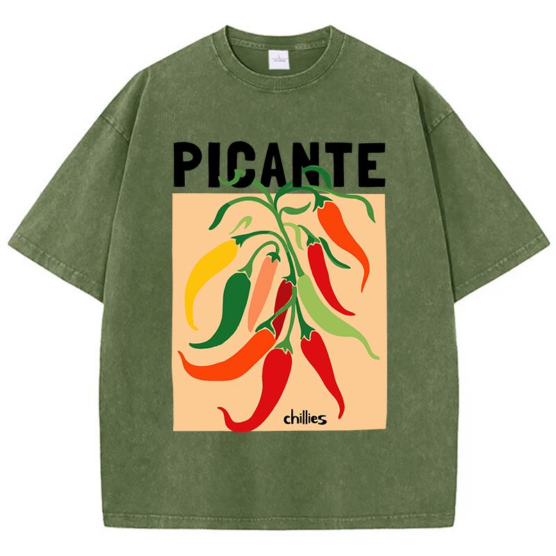 Picante Chillies Printing Washed TShirt Women Cotton T Shirts ONeck Comfortable Distressed Tops Summer Casual Woman Clothes S
Picante Chillies Printing Washed TShirt Women Cotton T Shirts ONeck Comfortable Distressed Tops Summer Casual Woman Clothes S