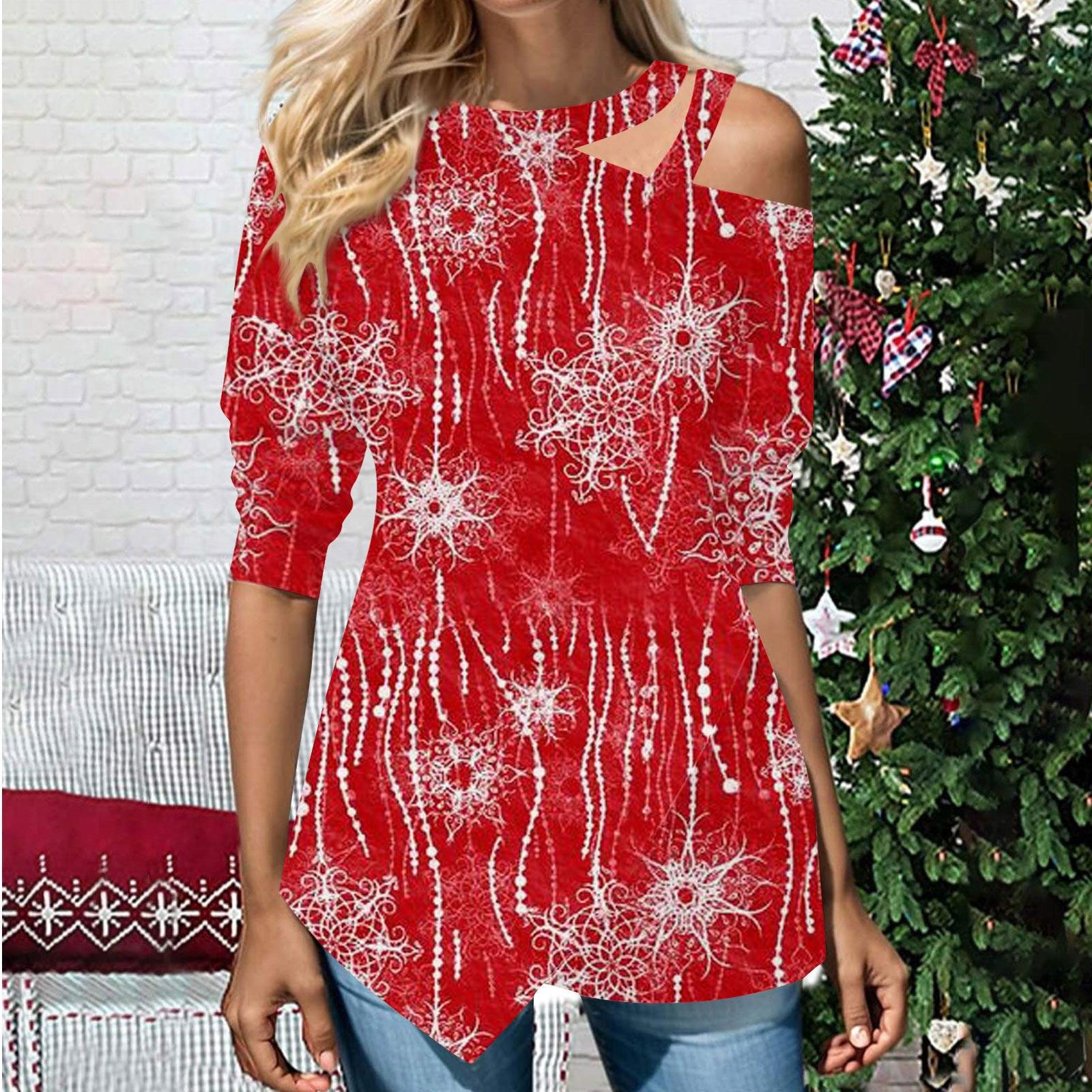 Women s Fashion Christmas Printed Strapless Long Sleeve Irregular Button Top XXL Кіновар
Women s Fashion Christmas Printed Strapless Long Sleeve Irregular Button Top XXL Кіновар