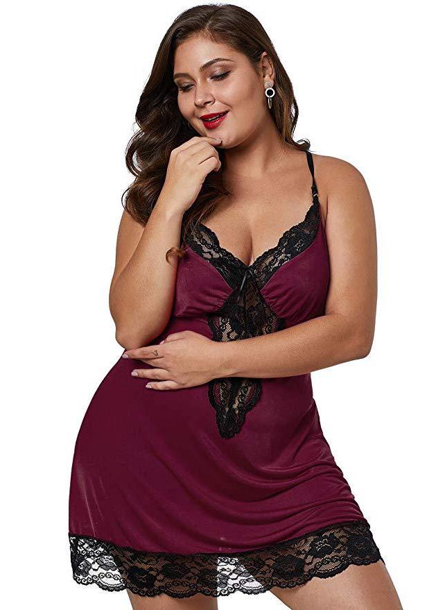 Sexy Plus Size Pajamas: European & American Multi-color Nightgown M вино красного
Sexy Plus Size Pajamas: European & American Multi-color Nightgown M вино красного