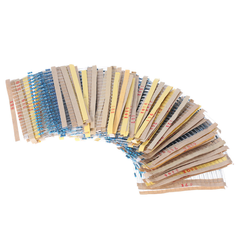 2000pcs 1/4W 100 Значения от 1 Ом до 1M Ом Металлические пленочные резисторы Ассортимент Комплект Электронные компоненты
2000pcs 1/4W 100 Значения от 1 Ом до 1M Ом Металлические пленочные резисторы Ассортимент Комплект Электронные компоненты