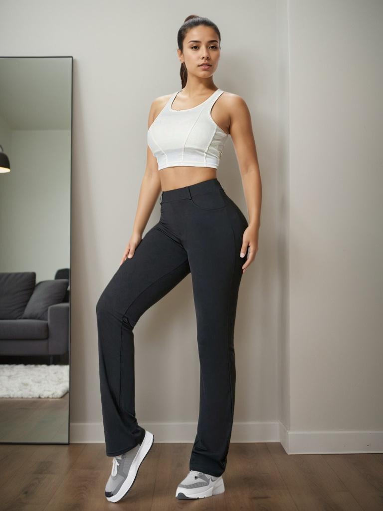 Rose Beauty A Женские брюки для поездок на работу с завышенной талией и узкими карманами, повседневные черные брюки, новые весенние и осенние брюки, женские эластичные брюки XS чёрный