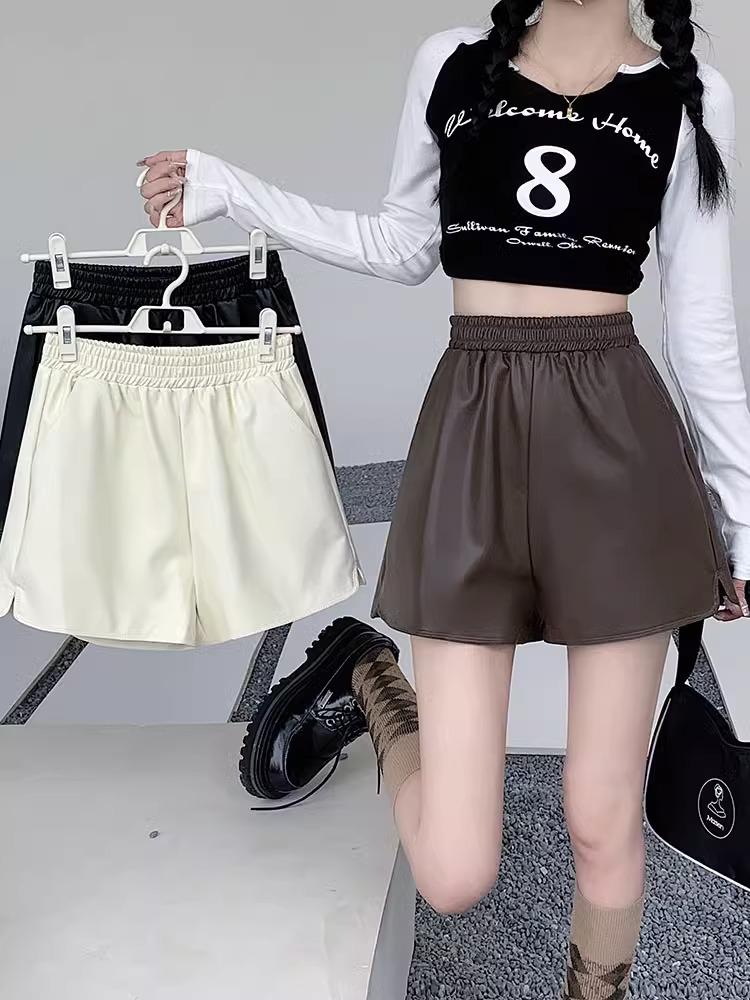 Women s PU Leather High-Waist Bootcut Shorts, A-Line Wide-Leg, Casual Outerwear, Autumn/Winter 2023. L
Women s PU Leather High-Waist Bootcut Shorts, A-Line Wide-Leg, Casual Outerwear, Autumn/Winter 2023. L