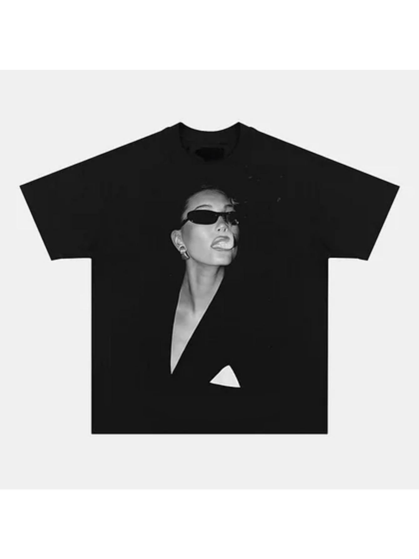 This Unisex Black T-shirt Features a Graphic of a Woman Wearing Glasses. A Choice Casual Streetwear S
This Unisex Black T-shirt Features a Graphic of a Woman Wearing Glasses. A Choice Casual Streetwear S