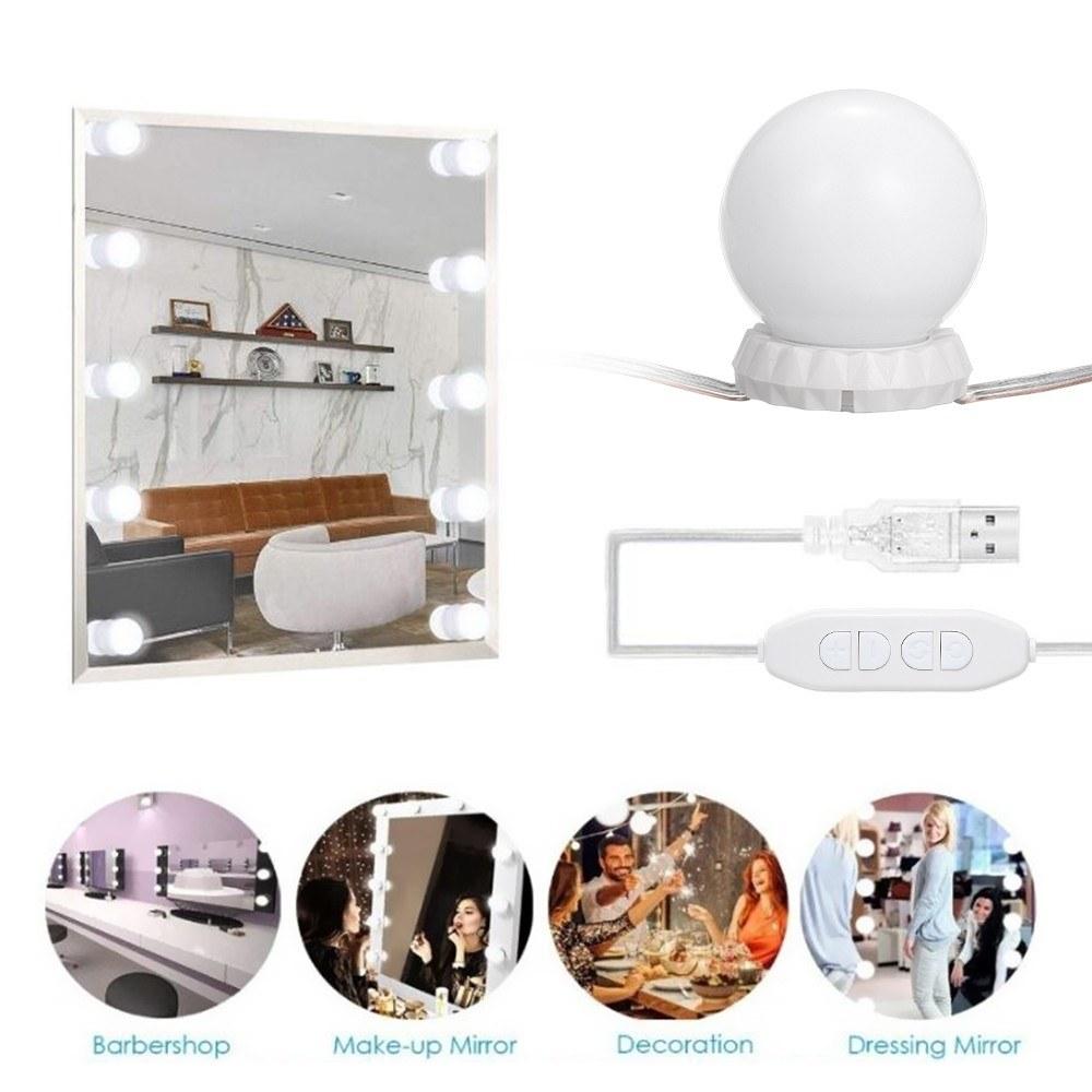3 Lighting Modes Vanity LEDs Mirror Lights Kit with 10 Bulbs Adjustable 10 Brightness USB Mirror String Light for Makeup Dressing Table A
3 Lighting Modes Vanity LEDs Mirror Lights Kit with 10 Bulbs Adjustable 10 Brightness USB Mirror String Light for Makeup Dressing Table A