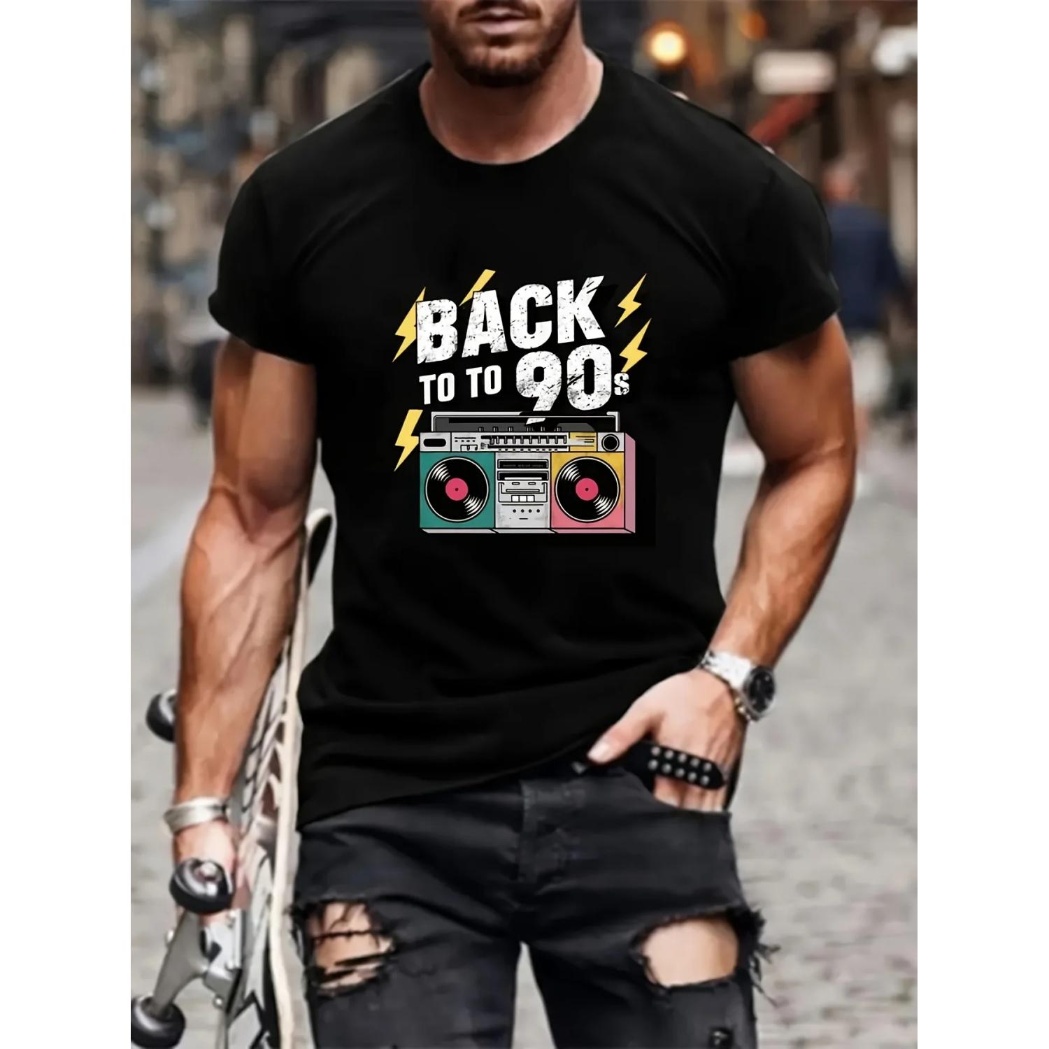 Men s Casual T-shirt with 90s Tape Recorder Pattern Printed on Summer Knitted Fabric, Suitable for Adults with Short Sleeves S чёрный
Men s Casual T-shirt with 90s Tape Recorder Pattern Printed on Summer Knitted Fabric, Suitable for Adults with Short Sleeves S чёрный