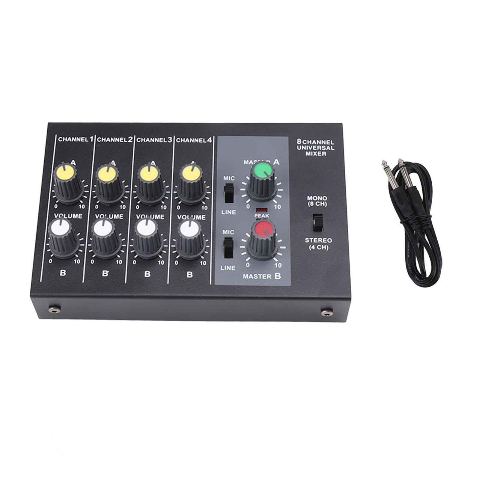 Mini Sound Mixer 8 In 2 Out 4 Channel Stereo and 8 Channel Mono Microphone Line Mixer for Studio
Mini Sound Mixer 8 In 2 Out 4 Channel Stereo and 8 Channel Mono Microphone Line Mixer for Studio