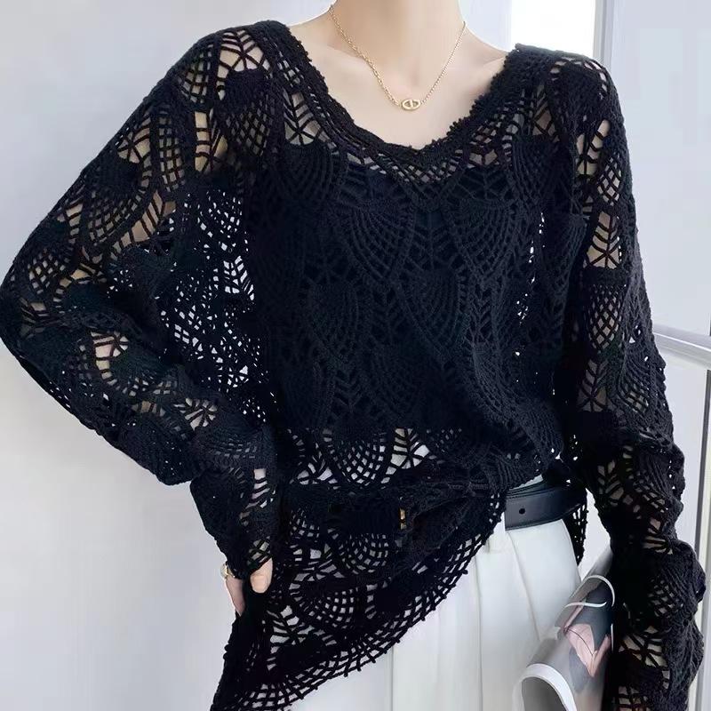 Ранньоосінній трикотаж гачком з V-подібним вирізом: Вільний кардиган великого розміру з довгим рукавом One Size чорний
Ранньоосінній трикотаж гачком з V-подібним вирізом: Вільний кардиган великого розміру з довгим рукавом One Size чорний