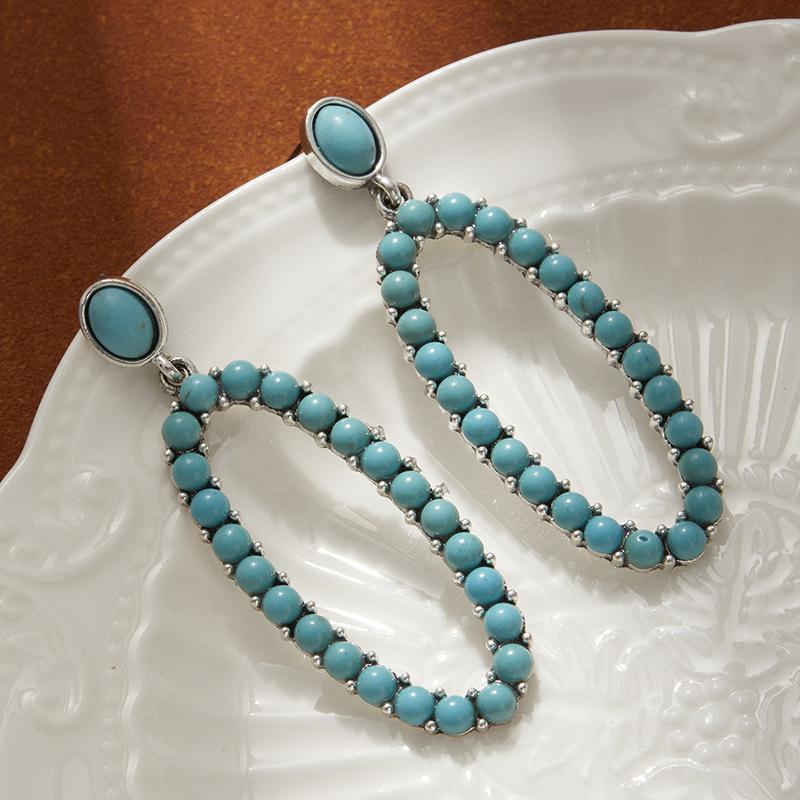 Complex Ethnic Style Oval Hollow Turquoise Earrings High-End Bohemian Style Earrings Exaggerated Earrings
Complex Ethnic Style Oval Hollow Turquoise Earrings High-End Bohemian Style Earrings Exaggerated Earrings