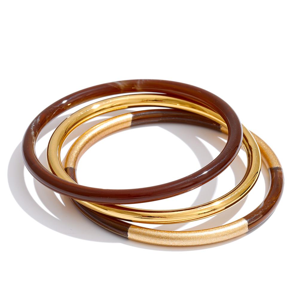 Yhpup 1Set 65mm 3 Round Circle Resin Overlay Minimalist Bracelet Bangle Set Gold Plated Stainless Steel Wrist Trend Jewelry
Yhpup 1Set 65mm 3 Round Circle Resin Overlay Minimalist Bracelet Bangle Set Gold Plated Stainless Steel Wrist Trend Jewelry