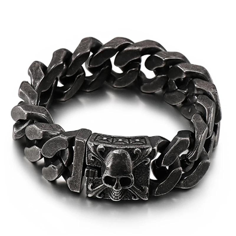 Kalen Gothic Cuban Chain Bracelet for Men Punk Stainless Steel with Skull Clasp Heavy Bracelet Vintage Charm Biker Party Jewelry 19.5cm
Kalen Gothic Cuban Chain Bracelet for Men Punk Stainless Steel with Skull Clasp Heavy Bracelet Vintage Charm Biker Party Jewelry 19.5cm