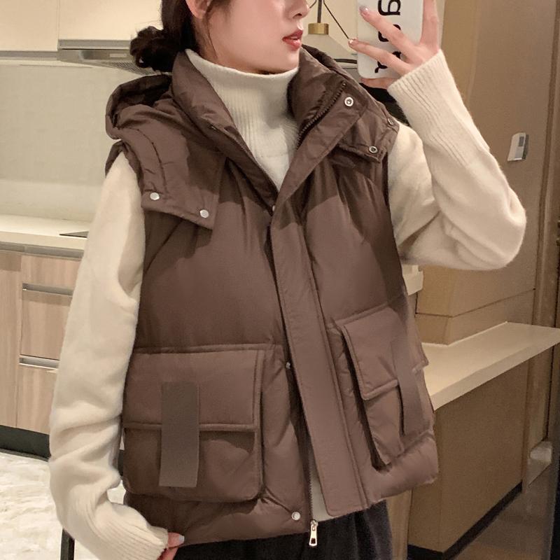 Осенне-зимние куртки без рукавов для женщин, короткие пальто больших размеров, модные свободные толстые теплые женские жилеты с капюшоном M чёрный 
Осенне-зимние куртки без рукавов для женщин, короткие пальто больших размеров, модные свободные толстые теплые женские жилеты с капюшоном M чёрный