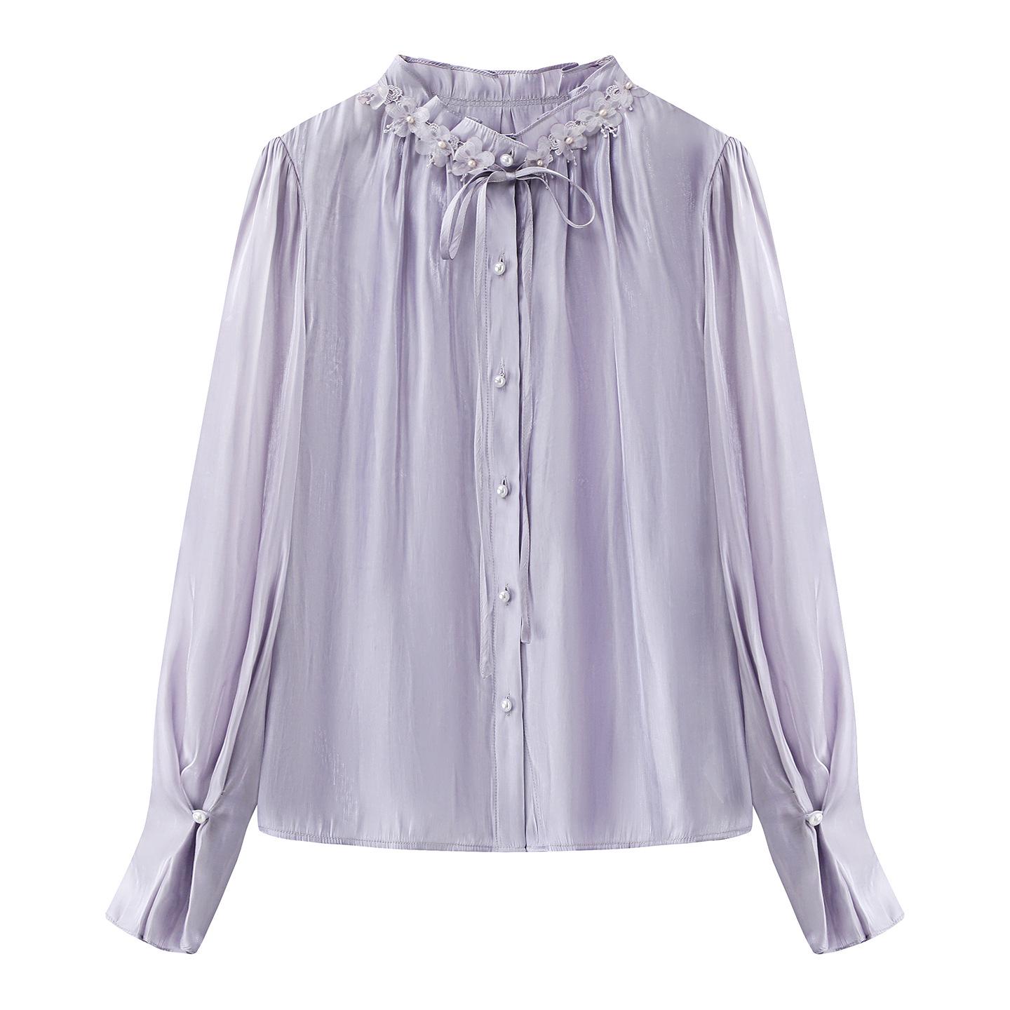 2026 Spring Women s Bell Sleeve Floral Pearl Shirt with French Stand Collar Large фіолетовий
2026 Spring Women s Bell Sleeve Floral Pearl Shirt with French Stand Collar Large фіолетовий