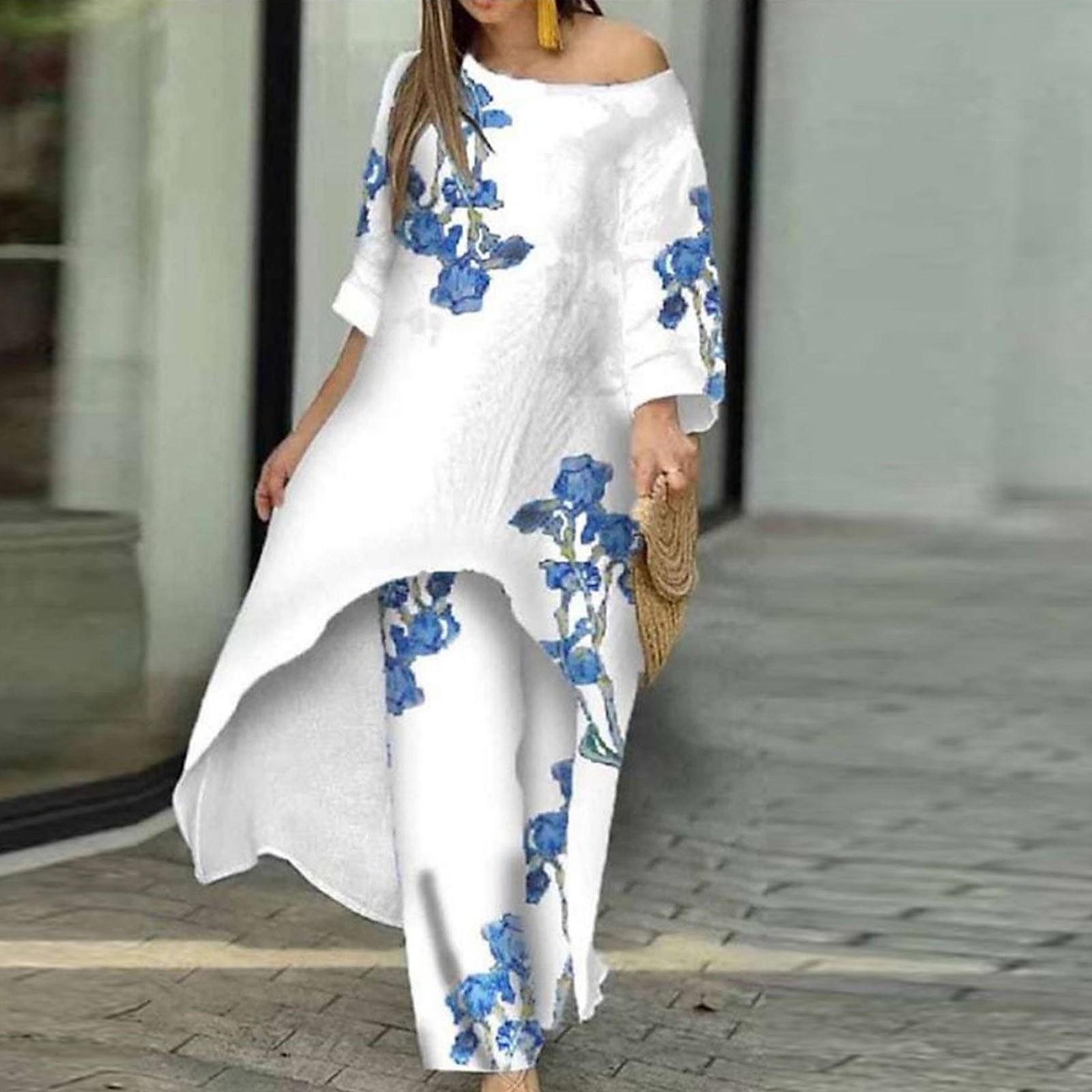 2 Piece Outfits For Women Summer Casual Loose Floral High Low Tops Wide Leg Pants Matching Casual Sets XXL тёмно-синий
2 Piece Outfits For Women Summer Casual Loose Floral High Low Tops Wide Leg Pants Matching Casual Sets XXL тёмно-синий