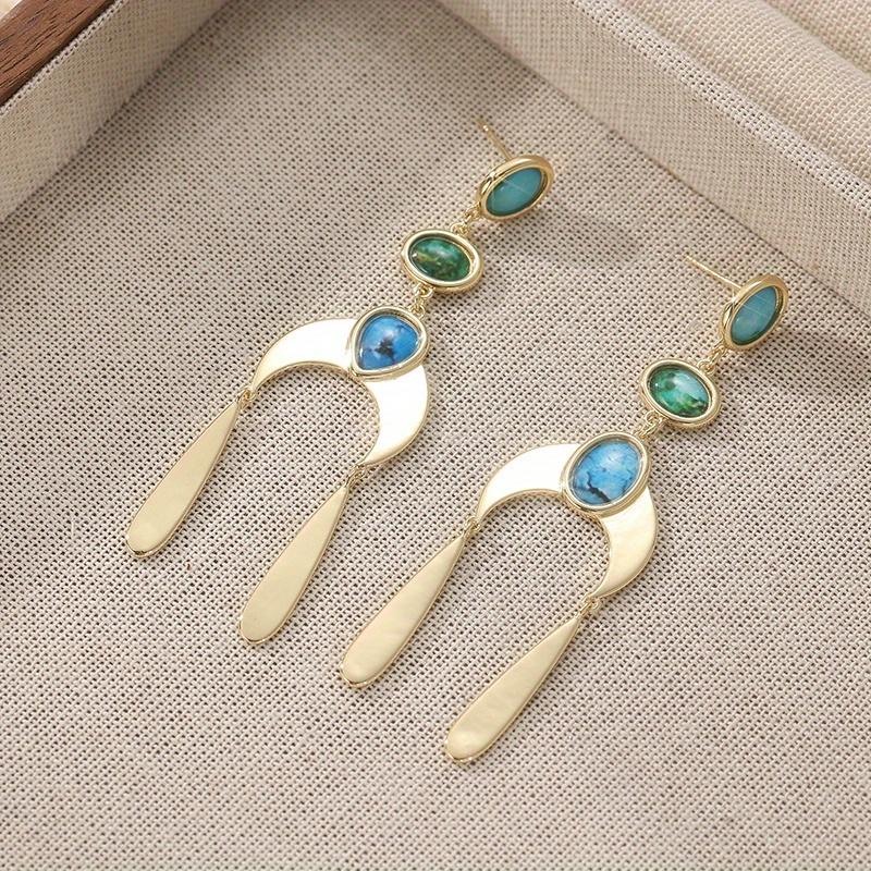 Vintage Bohemian Style Synthetic Turquoise Inlaid Long Tassel Pendant Earrings for Women s Vacation Jewelry Accessories Blue
Vintage Bohemian Style Synthetic Turquoise Inlaid Long Tassel Pendant Earrings for Women s Vacation Jewelry Accessories Blue