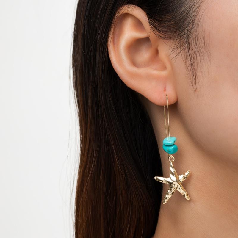 Holiday beach wind turquoise alloy starfish pendant women s earrings suitable for holiday parties, versatile for daily use
Holiday beach wind turquoise alloy starfish pendant women s earrings suitable for holiday parties, versatile for daily use