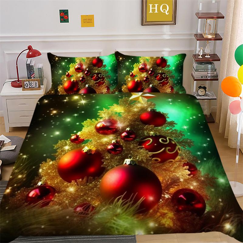 Рождественская елка 3D-печать полиэстеровая наволочка пододеяльник набор из двух или трех предметов EU Single 135*200