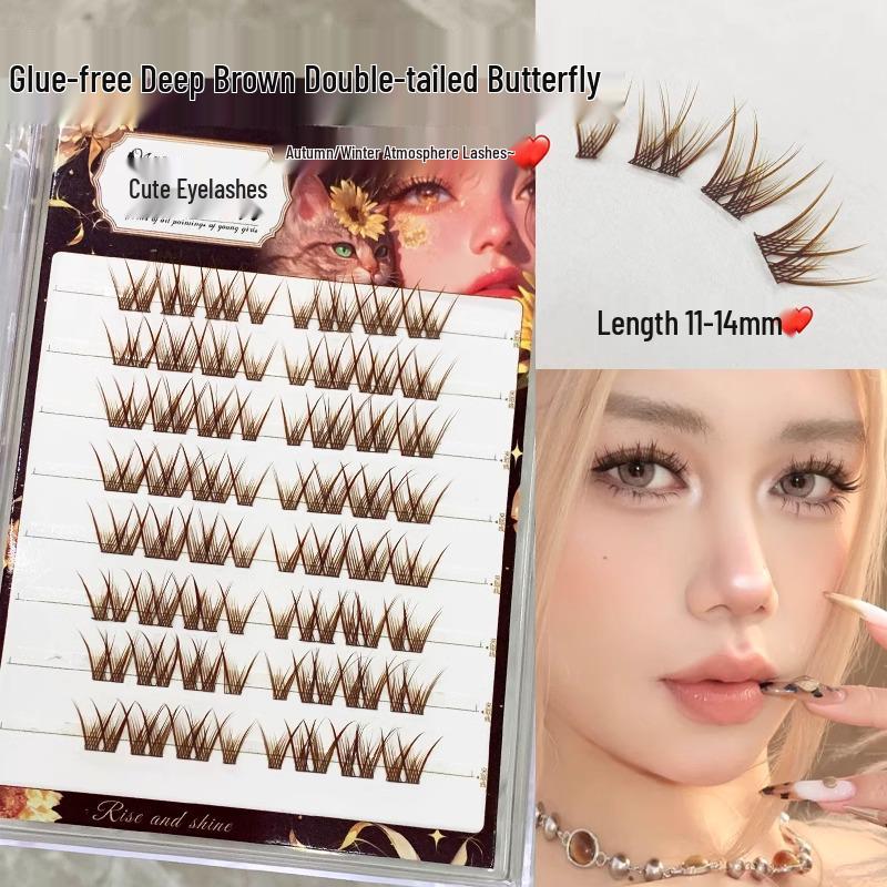 Mengjie Glue-Free Double-Tail Butterfly False Eyelashes - Natural Brown, 2025 New Style
Mengjie Glue-Free Double-Tail Butterfly False Eyelashes - Natural Brown, 2025 New Style
