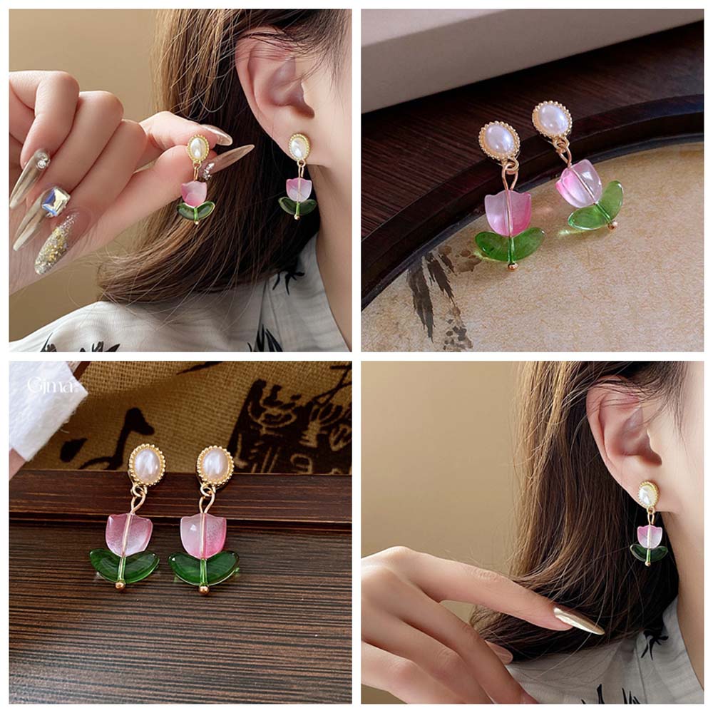 Korean Style Tulip Flower Ear Hoop Fashion Jewelry Tulip Pearl Stud Earrings Women розовый/зелёный
Korean Style Tulip Flower Ear Hoop Fashion Jewelry Tulip Pearl Stud Earrings Women розовый/зелёный
