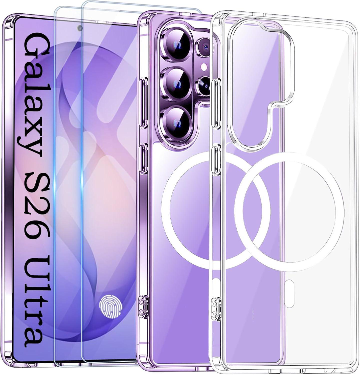 For Samsung Galaxy S26 Ultra S25 Plus Magnetic Phone Case with 2 Glass Screen Protectors MagSafe Non-Yellow Anti-Shock Transpare For GalaxyS26
For Samsung Galaxy S26 Ultra S25 Plus Magnetic Phone Case with 2 Glass Screen Protectors MagSafe Non-Yellow Anti-Shock Transpare For GalaxyS26
