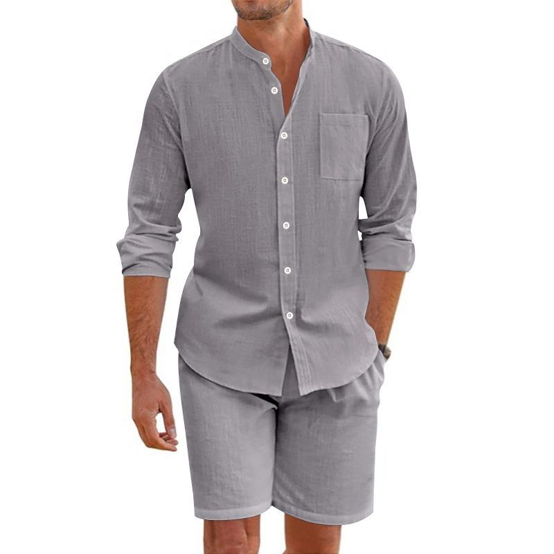 Men s Summer Two-piece Linen Button Shirt Long Sleeve Shorts Cardigan Casual Beach Suit XXXL темно-сірий колір
Men s Summer Two-piece Linen Button Shirt Long Sleeve Shorts Cardigan Casual Beach Suit XXXL темно-сірий колір