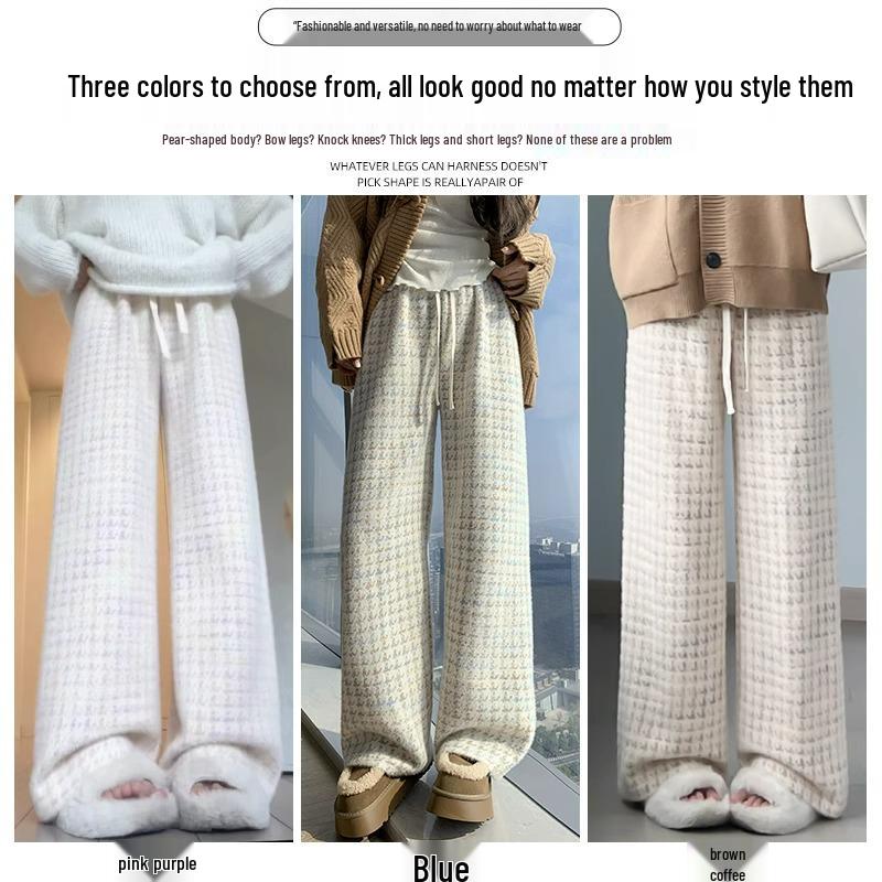 Petite Houndstooth Wide-Leg Pants: Women s Autumn Winter High-Waist Slimming Plaid Knit in Mink, Size XS. M (recommended for 96-110 jin)
Petite Houndstooth Wide-Leg Pants: Women s Autumn Winter High-Waist Slimming Plaid Knit in Mink, Size XS. M (recommended for 96-110 jin)