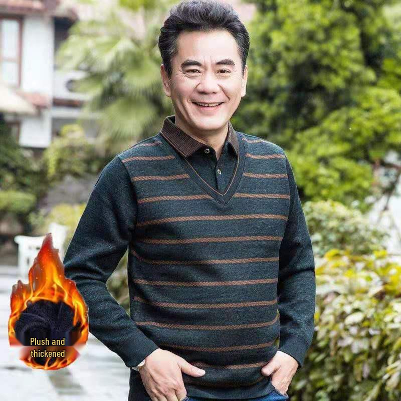 Мужской вязаный свитер средней возрастной группы, имитация двойки - Теплый, толстый, с плюшевой подкладкой для зимы 3XL-180-200 lbs
Мужской вязаный свитер средней возрастной группы, имитация двойки - Теплый, толстый, с плюшевой подкладкой для зимы 3XL-180-200 lbs
