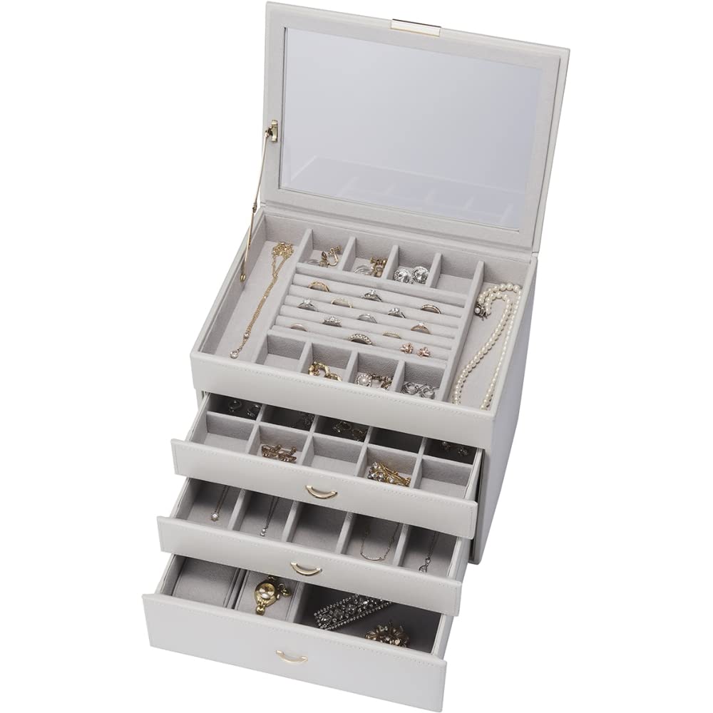Jewelry Box Storage Large Capacity Drawer Stylish 4 Tier Accessory Case світло-сірий колір
Jewelry Box Storage Large Capacity Drawer Stylish 4 Tier Accessory Case світло-сірий колір