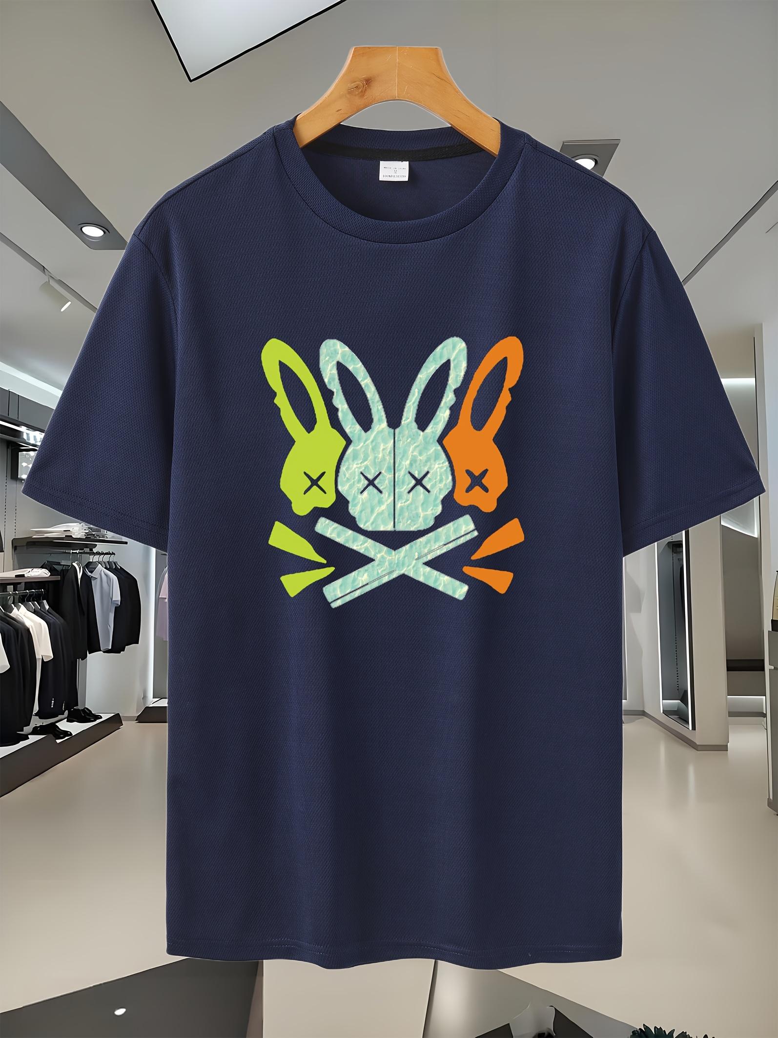 50D Breathable Mesh Sport T-shirt - Moisture-Wicking Short Sleeve Tee with Neon Bunny Graphic Print for Gym L
50D Breathable Mesh Sport T-shirt - Moisture-Wicking Short Sleeve Tee with Neon Bunny Graphic Print for Gym L