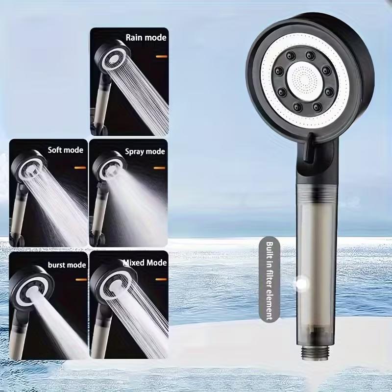 Boost 5 mode adjustable PP filter cotton bathroom spray head household large water volume bathroom accessory set чёрный
Boost 5 mode adjustable PP filter cotton bathroom spray head household large water volume bathroom accessory set чёрный