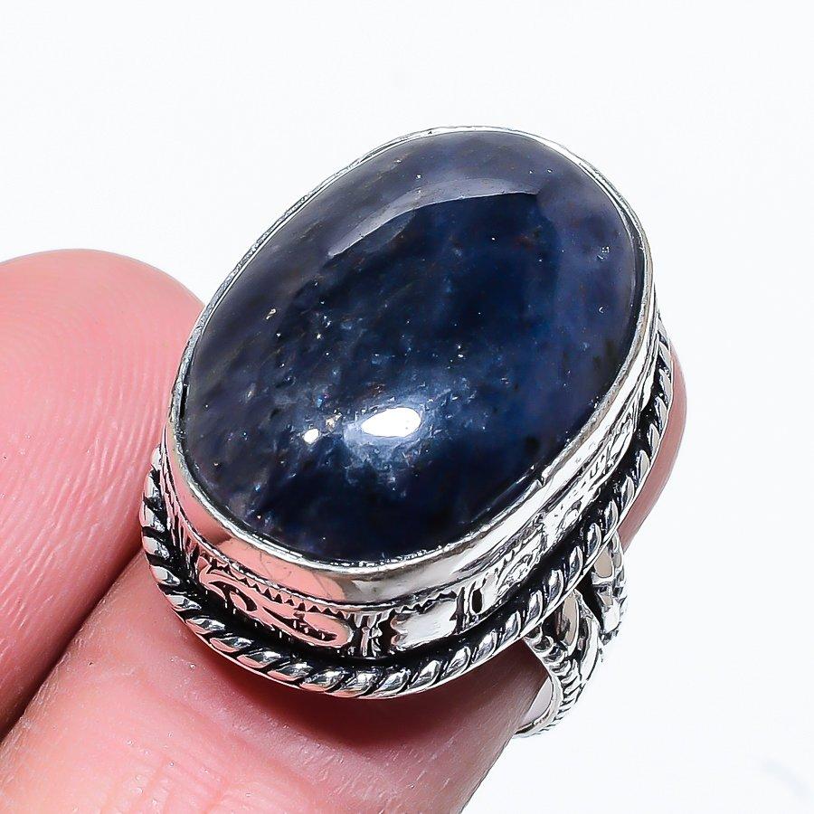 Подарочное кольцо ручной работы из стерлингового серебра 925 пробы с натуральным драгоценным камнем содалитом, размер 8 u4s38 
Подарочное кольцо ручной работы из стерлингового серебра 925 пробы с натуральным драгоценным камнем содалитом, размер 8 u4s38