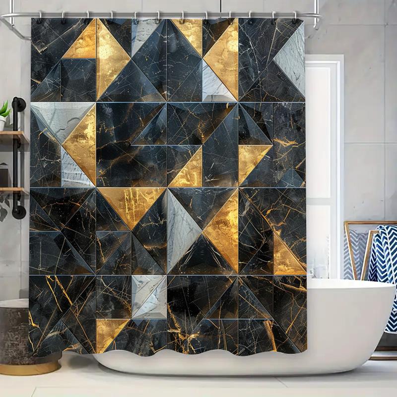 Modern Geometric Black Gold Shower Curtain Waterproof Fabric Decorative Bath Mat Bathroom Accessories Set For Home Improvement 8 W60H190(CM)-1 Pcs
Modern Geometric Black Gold Shower Curtain Waterproof Fabric Decorative Bath Mat Bathroom Accessories Set For Home Improvement 8 W60H190(CM)-1 Pcs