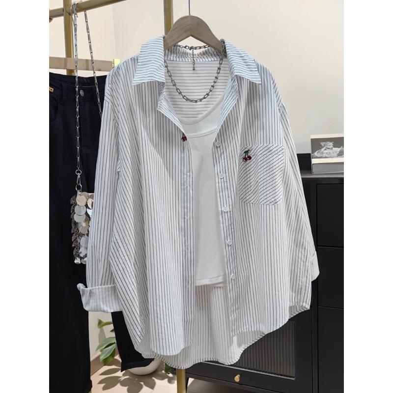 Vertical Stripe Cherry Embroidered Shirt Jacket Women s Summer Thin Shirt Loose Sunscreen Cardigan Casual Top XL синій
Vertical Stripe Cherry Embroidered Shirt Jacket Women s Summer Thin Shirt Loose Sunscreen Cardigan Casual Top XL синій
