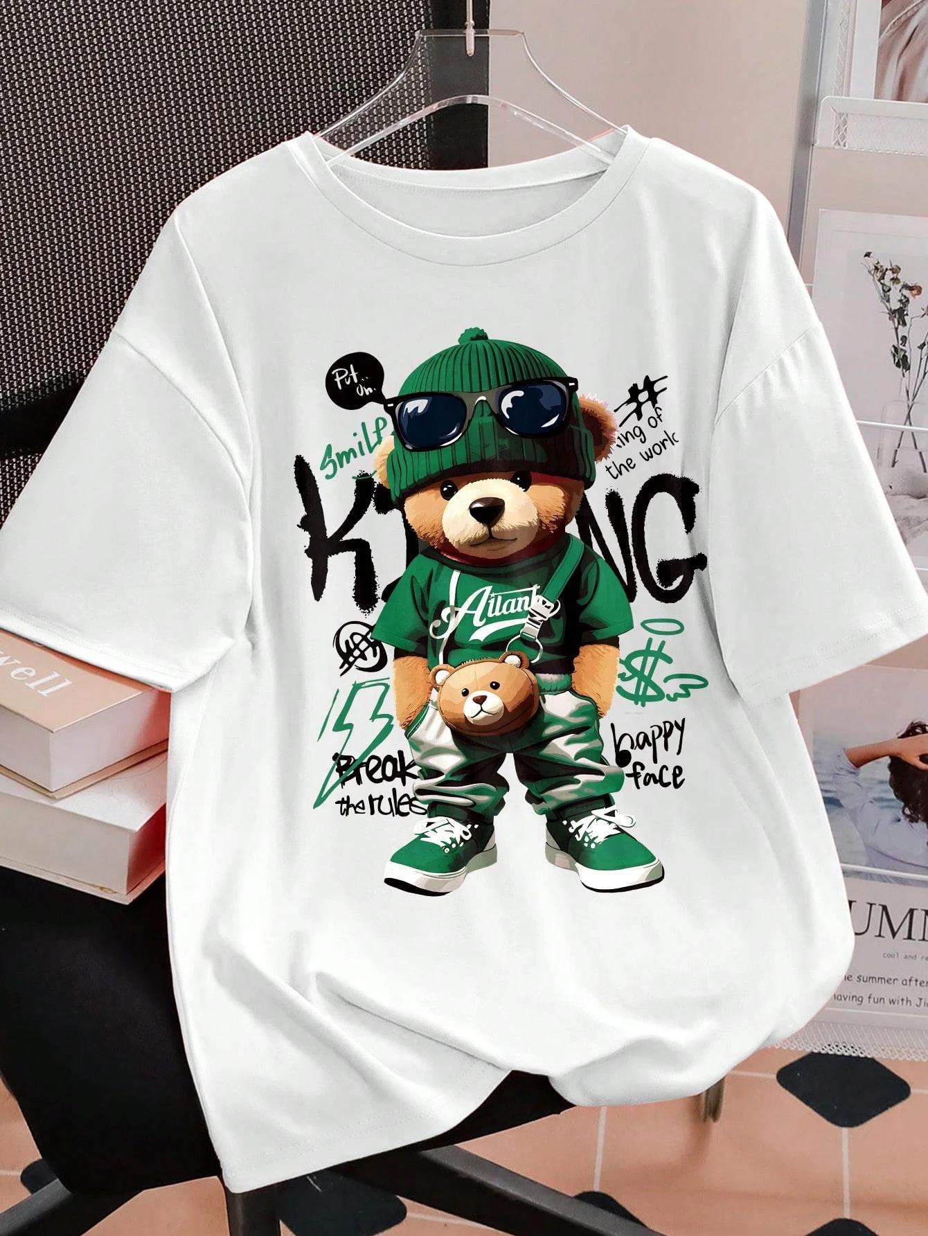 New Style Cartoon Bear Graphic T-shirt men Casual Loose O-Neck Fashion Top Loose Breathable Cotton Short Sleeve Comfortable Top S
New Style Cartoon Bear Graphic T-shirt men Casual Loose O-Neck Fashion Top Loose Breathable Cotton Short Sleeve Comfortable Top S