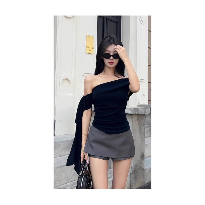 Пикантная футболка с открытыми плечами, лентой, короткими рукавами и открытой спиной - Плиссированная, Приталенная, Шикарный летний дизайн для женщин. Small темно-синий
Пикантная футболка с открытыми плечами, лентой, короткими рукавами и открытой спиной - Плиссированная, Приталенная, Шикарный летний дизайн для женщин. Small темно-синий