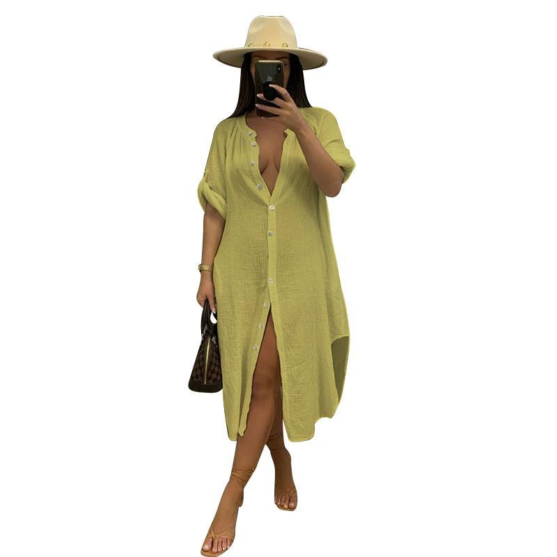 D1317 European and American Women s Clothing Shirt Dress Blouse Sexy Bamboo Joint Casual Beach Skirt New Yellow M
D1317 European and American Women s Clothing Shirt Dress Blouse Sexy Bamboo Joint Casual Beach Skirt New Yellow M