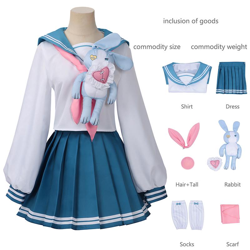 Cute Rabbit Sailor JK Cosplay Costume, Blue White Uniform with Plush Bunny Doll for Halloween Party & Anime Cosplay 150 синій
Cute Rabbit Sailor JK Cosplay Costume, Blue White Uniform with Plush Bunny Doll for Halloween Party & Anime Cosplay 150 синій