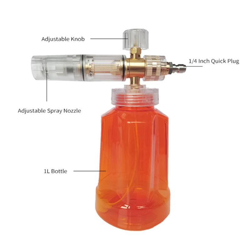 Foam Cannon for Pressure Washer Car Adjustable Snow Foam Lance with 1/4 Quick Connector and 1L Bottle for Car Washing Washer
Foam Cannon for Pressure Washer Car Adjustable Snow Foam Lance with 1/4 Quick Connector and 1L Bottle for Car Washing Washer