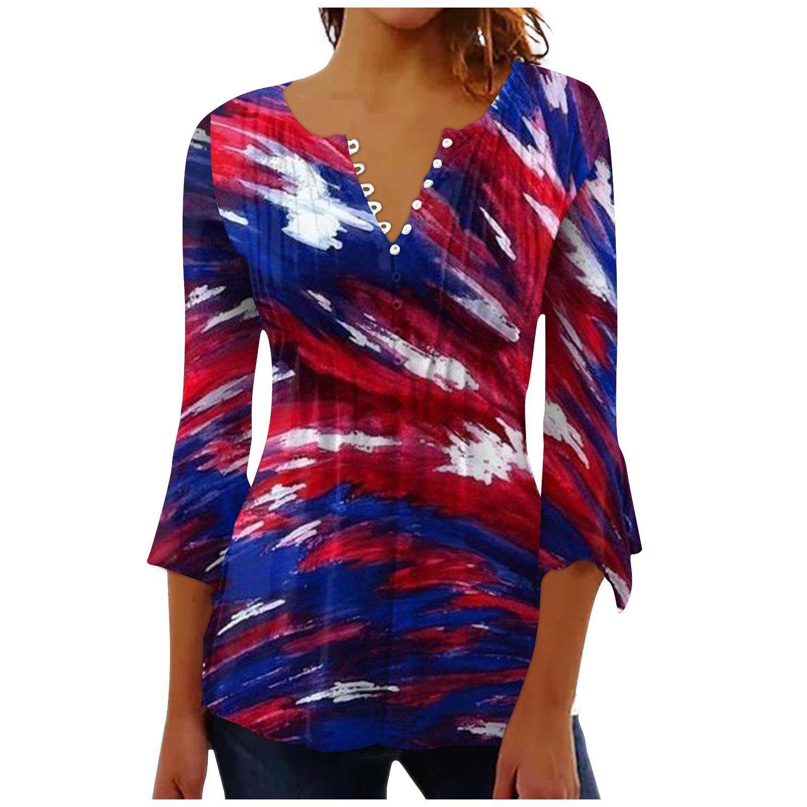 Женский повседневный топ на пуговицах с длинными рукавами и v-образным вырезом в честь Дня независимости M
Женский повседневный топ на пуговицах с длинными рукавами и v-образным вырезом в честь Дня независимости M