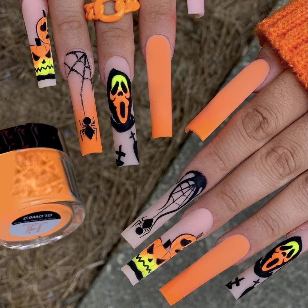 WM-106 Halloween Pumpkin Long T-shirt with Ghost Face and Wearable Fake Nail Tips Glue Version
WM-106 Halloween Pumpkin Long T-shirt with Ghost Face and Wearable Fake Nail Tips Glue Version