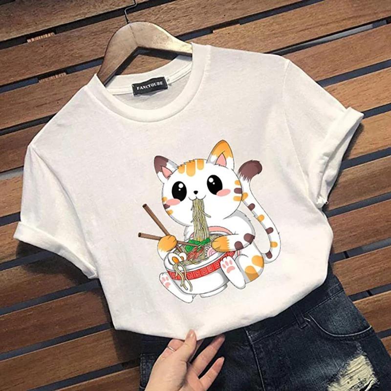 Футболка с принтом Kawaii Cat Eating Ramen для мужчин и женщин, удобная повседневная футболка с круглым вырезом и коротким рукавом
Футболка с принтом Kawaii Cat Eating Ramen для мужчин и женщин, удобная повседневная футболка с круглым вырезом и коротким рукавом