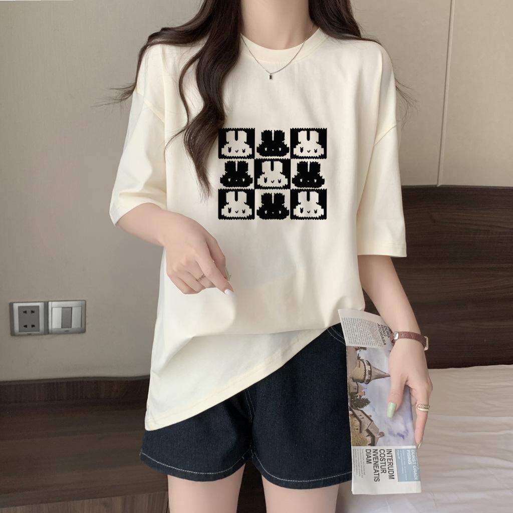 Cotton short-sleeved T-shirt women s 2025 Korean version of casual round neck printing medium and long T-shirt women s loose large size women s S
Cotton short-sleeved T-shirt women s 2025 Korean version of casual round neck printing medium and long T-shirt women s loose large size women s S