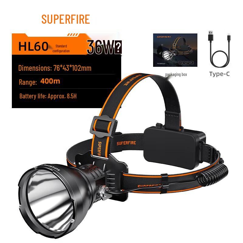SupFire HL60 2500 Lumen Rechargeable LED Headlamp
SupFire HL60 2500 Lumen Rechargeable LED Headlamp