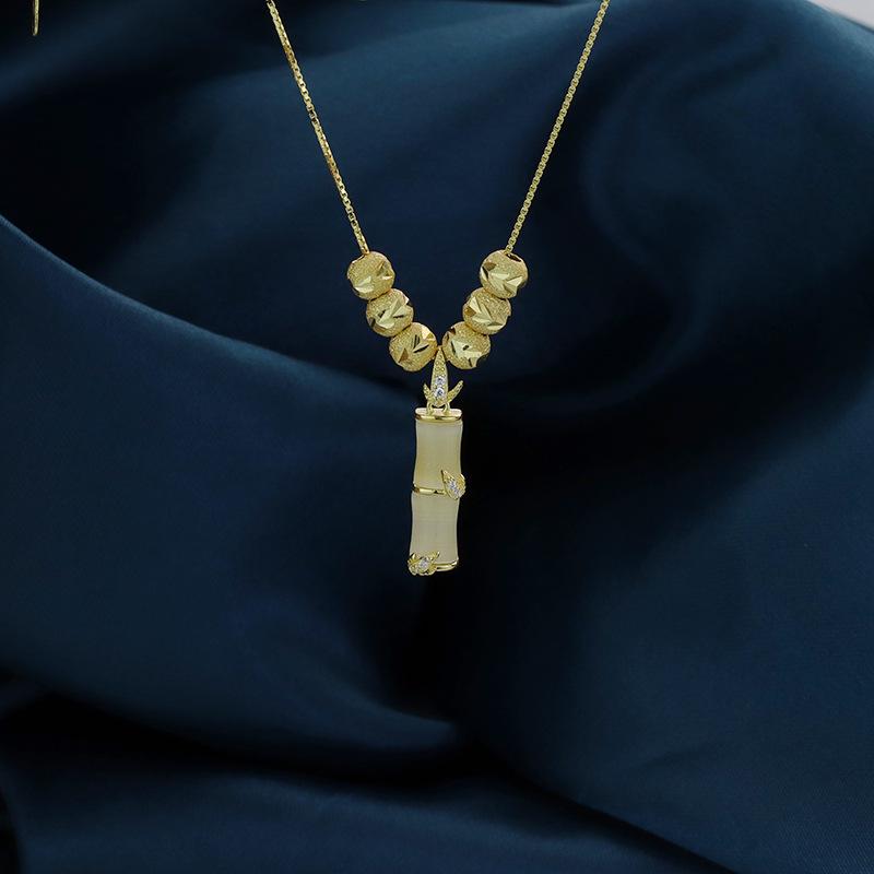 Women s Retro S925 Sterling Silver Bamboo Necklace with Chalcedony and Five Blessings Beads Pendant 925 Silver
Women s Retro S925 Sterling Silver Bamboo Necklace with Chalcedony and Five Blessings Beads Pendant 925 Silver