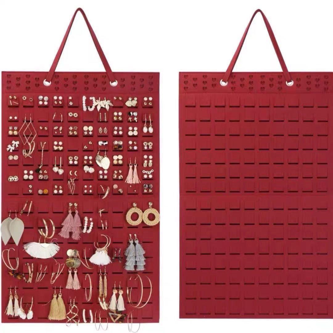 Wall-mounted felt earring storage holders, Earring stud storage rack red
Wall-mounted felt earring storage holders, Earring stud storage rack red