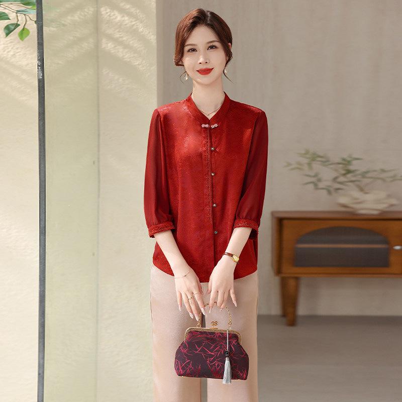 Mother s Day Elegant Seven-Sleeve Shirt for Middle-Aged Women - Fashionable, Thin Summer Top XL (105-120 lbs) червоний
Mother s Day Elegant Seven-Sleeve Shirt for Middle-Aged Women - Fashionable, Thin Summer Top XL (105-120 lbs) червоний