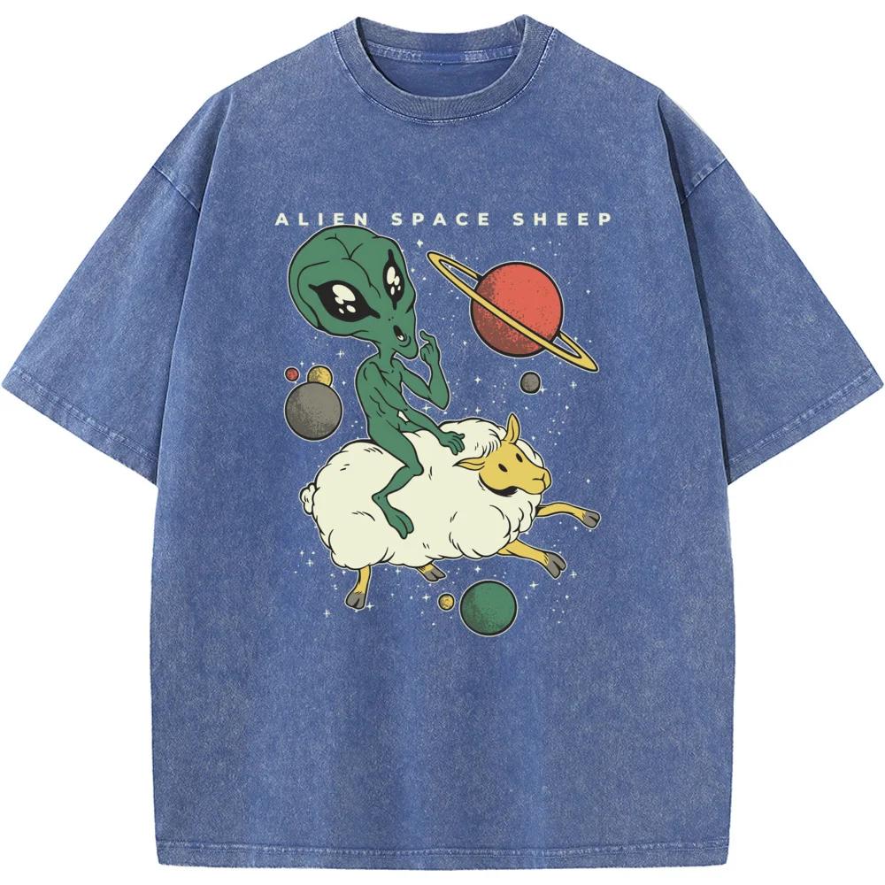 Alien Riding Sheep space T-shirt men s and women s casual fashion summer T-shirt water wash vintage T-shirt 3XL
Alien Riding Sheep space T-shirt men s and women s casual fashion summer T-shirt water wash vintage T-shirt 3XL