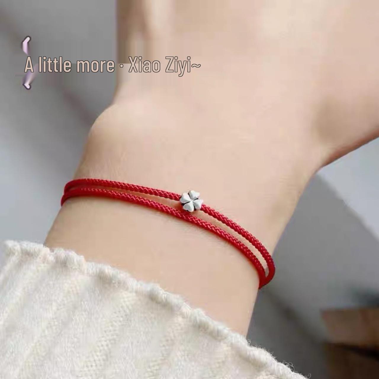 Lucky Red Rope Bracelet with Silver Four-Leaf Clover - Simple Woven Anklet for Women Pure Red Rope
Lucky Red Rope Bracelet with Silver Four-Leaf Clover - Simple Woven Anklet for Women Pure Red Rope